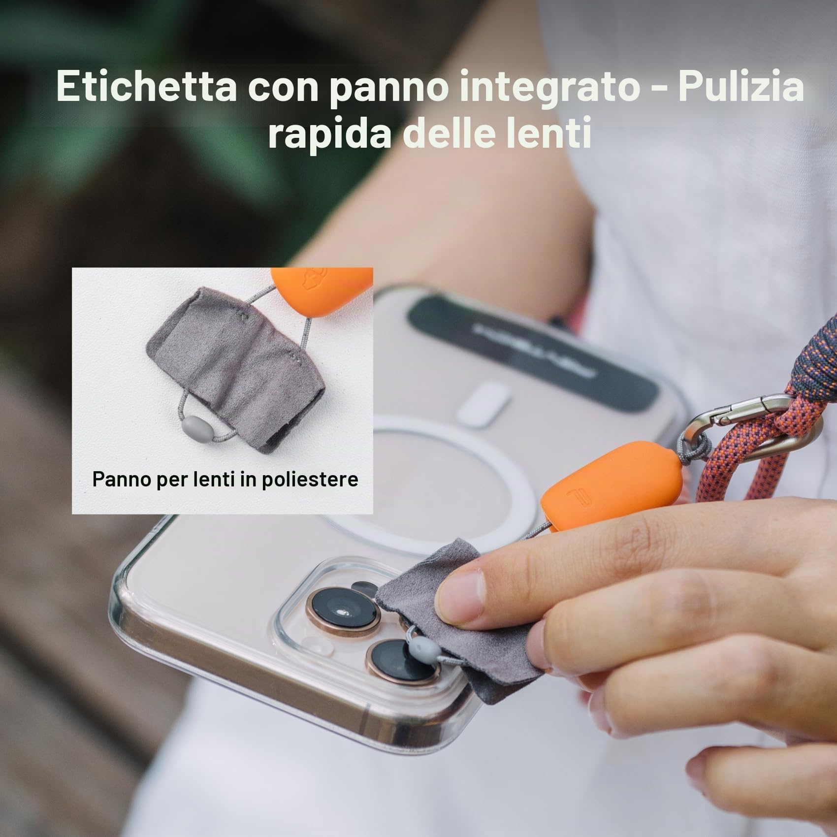 PGYTECH LinkGo Tracolla Fotografica per Smartphone, Cinturino in Nylon Regolabile, con Perla a Sgancio Rapido e Panno di Pulizia, Compatibile con iPhone, Android e Altri Smartphone