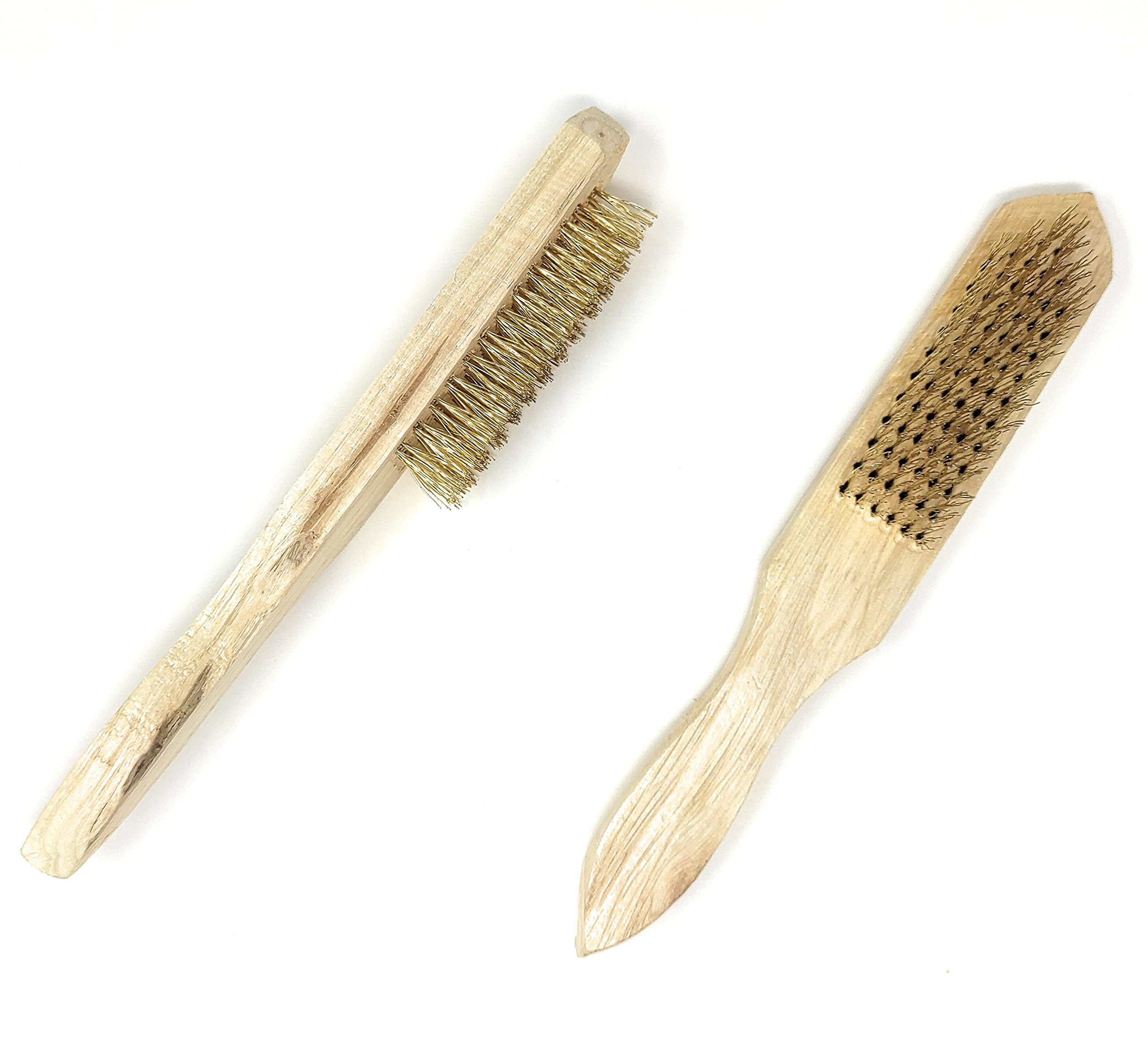Lot De 2 Brosses En Laiton Avec Manche En Bois Pour Nettoyer