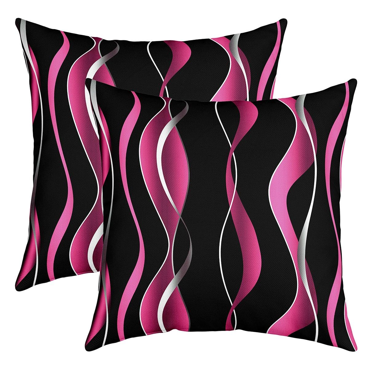 Homemissing Multicolored 7 Gray Black Pink Stripe Reversible Throw Pillow Covers 16X16 Inch Modern Abstract Art Square Cushion Covers Set Of 2 Geometric Spiral Toddler Stripe Line Pillows Covers