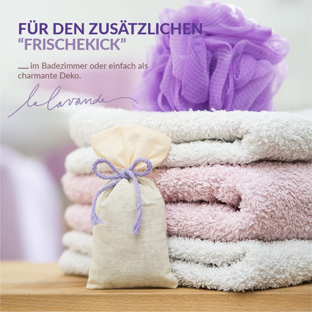 6 x Lavendelsäckchen mit getrockneten Lavendelblüten, Perfekter Mottenschutz für Kleiderschrank, Lavendel Duftsäckchen zum Entspannen und Schlafen, 6 x 17g Lavendel