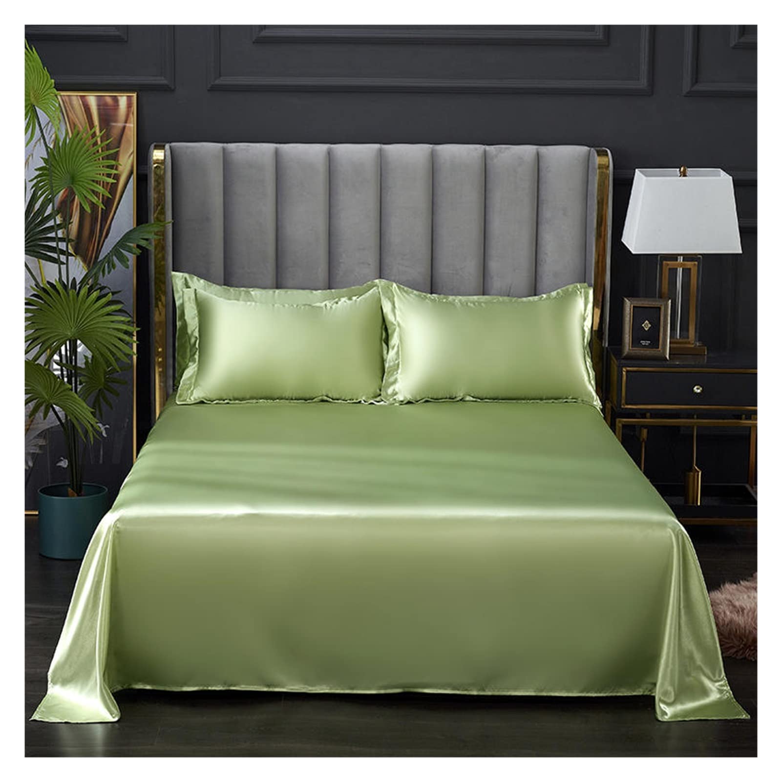MTKSFDC Silk Bed Sheets 1 pc Bed Sheet for Summer Ice Cool Fabric Top Sheets Satin Smooth Flat Bed Sheet for Double Bedding (no pillowcase)(Hupolv,250x230cm 98x90inch)
