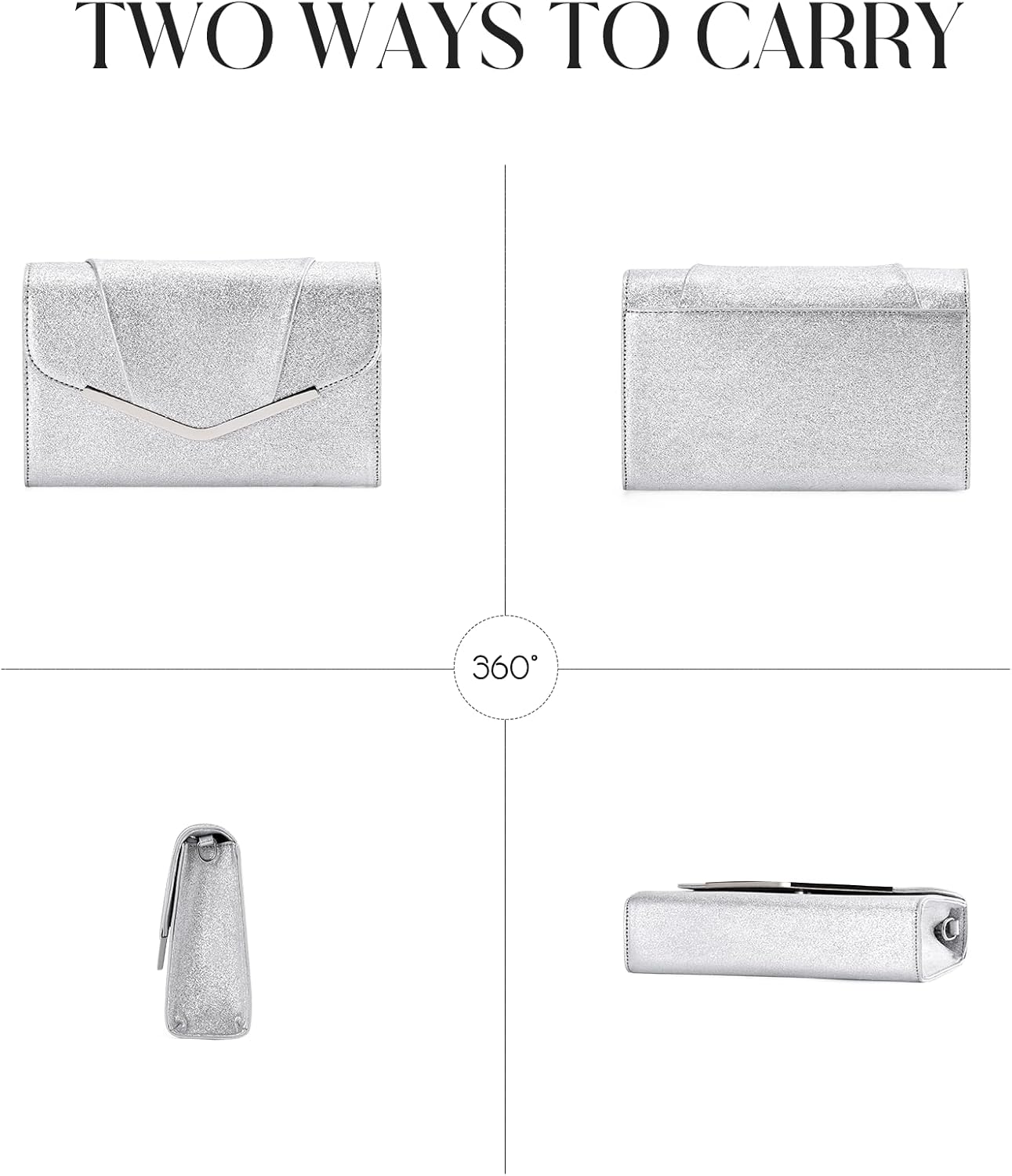 VASCHY Clutch Purse for Women,Fashion Envelope Evening Small Formal Handbag Fold-over Crossbody Shoulder Bag Wedding,Party