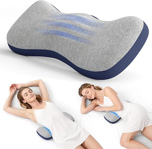 Almohada de Soporte Lumbar para Cama, Almohadas de Espuma Viscoelástica para Alivio del Dolor de Espalda, Almohada de Alivio del Dolor Lumbar para