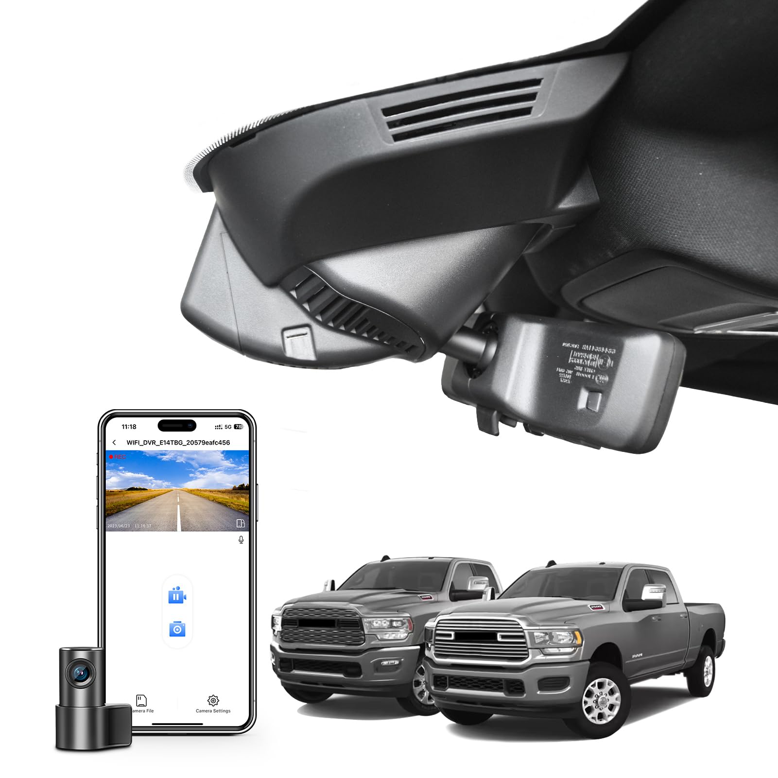 Front 4K Rear 1080P Dash Cam Custom Fit for Dodge RAM 2500 3500 2019-2026 Model F Laramie Big