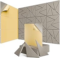 Vista 55 de Paquete de 12 paneles acústicos con autoadhesivos, paneles de espuma a prueba de sonido de 12 x 12 x 0.4 pulgadas, paneles de sonido de alta