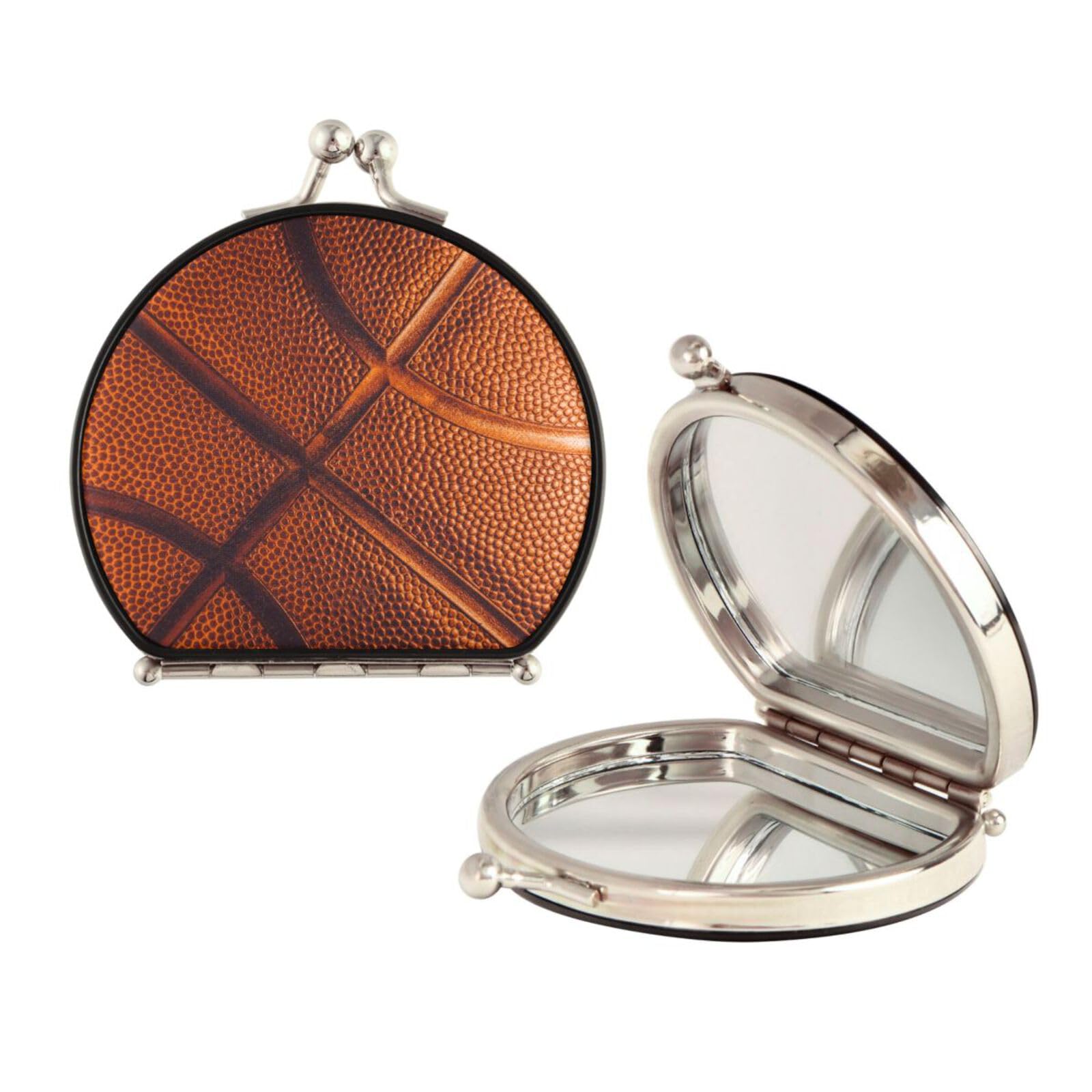 Sletend Basketball Compact Mirror for Women,Mini Pocket Travel Makeup Mirror,Pretty Portable Folding Small Pocket Mirror for Handbag,Purse,Double