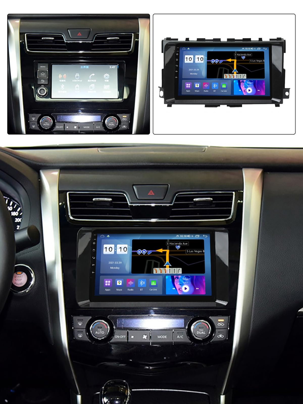 Android 14 Double Din samochodowe radio stereo do N-ISSAN TEANA 2013-2018 nawigacja GPS nawigacja satelitarna 9-calowy multimedialny odtwarzacz wideo wbudowany DSP FM BT Wifi SWC 4G 5G Carplay Plug