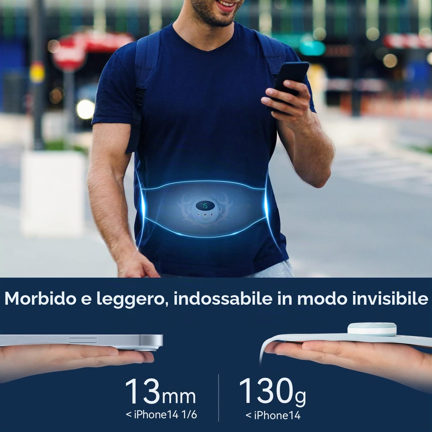 Cintura Elettrostimolatore, Elettrostimolatore Muscolare Addominali Elettrostimolatore, USB Addominale Tonificante Cintura, Adatta 62-124 cm di Vita