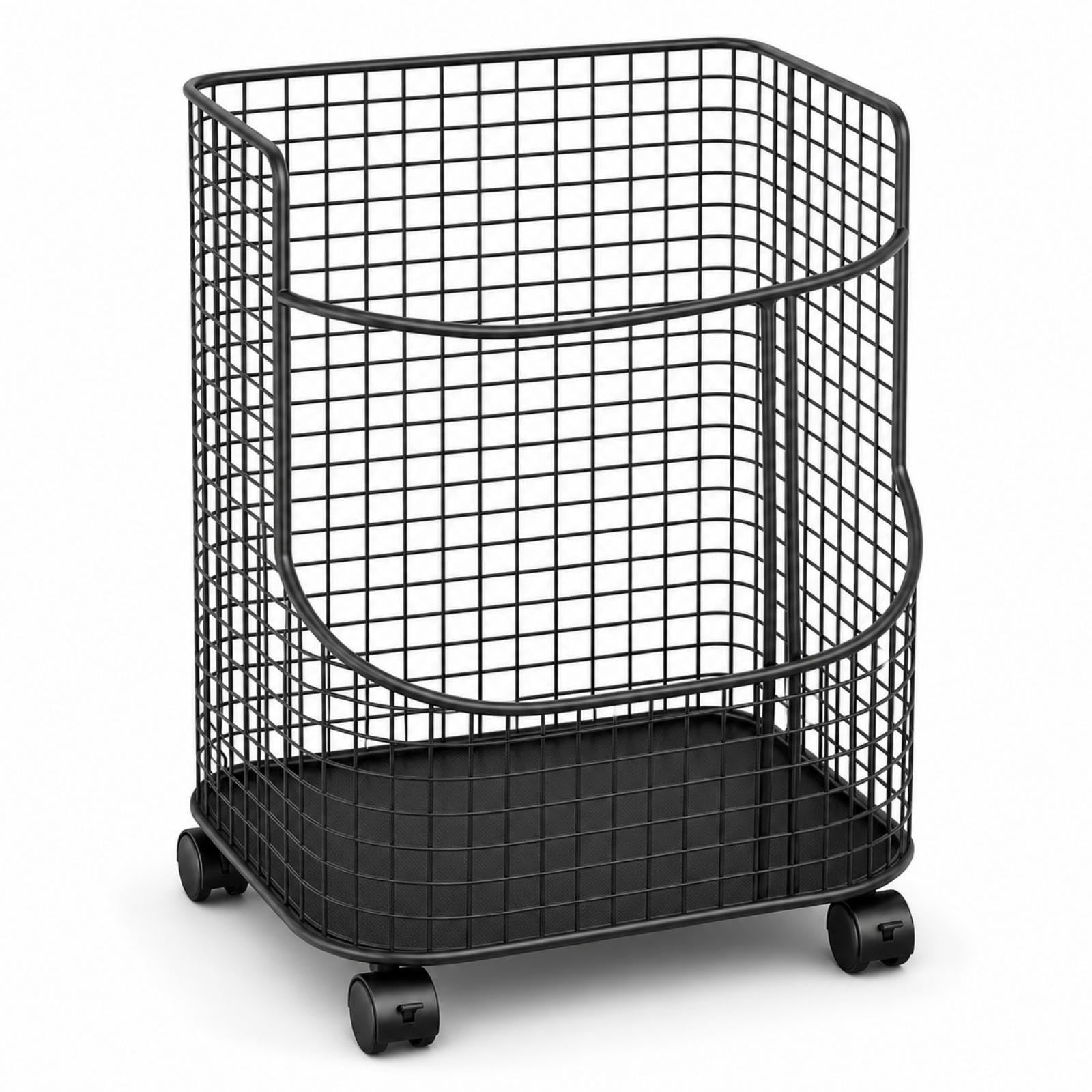 Garden Tool Storage Rack Long-Handled Garden Tool Rack Floor-Standing Metal Storage Stand with Wire Grid for Gardeners, Garage, Shed Black with Wheels-picture-31