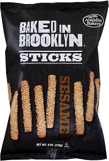 Baked in Brooklyn Sesame Breadsticks 6oz - Crunchy Gourmet Snacks for Dips, Salads & Parties