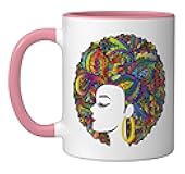 Beautiful Black Woman African American Black History Ceramic Mug, Pink/White