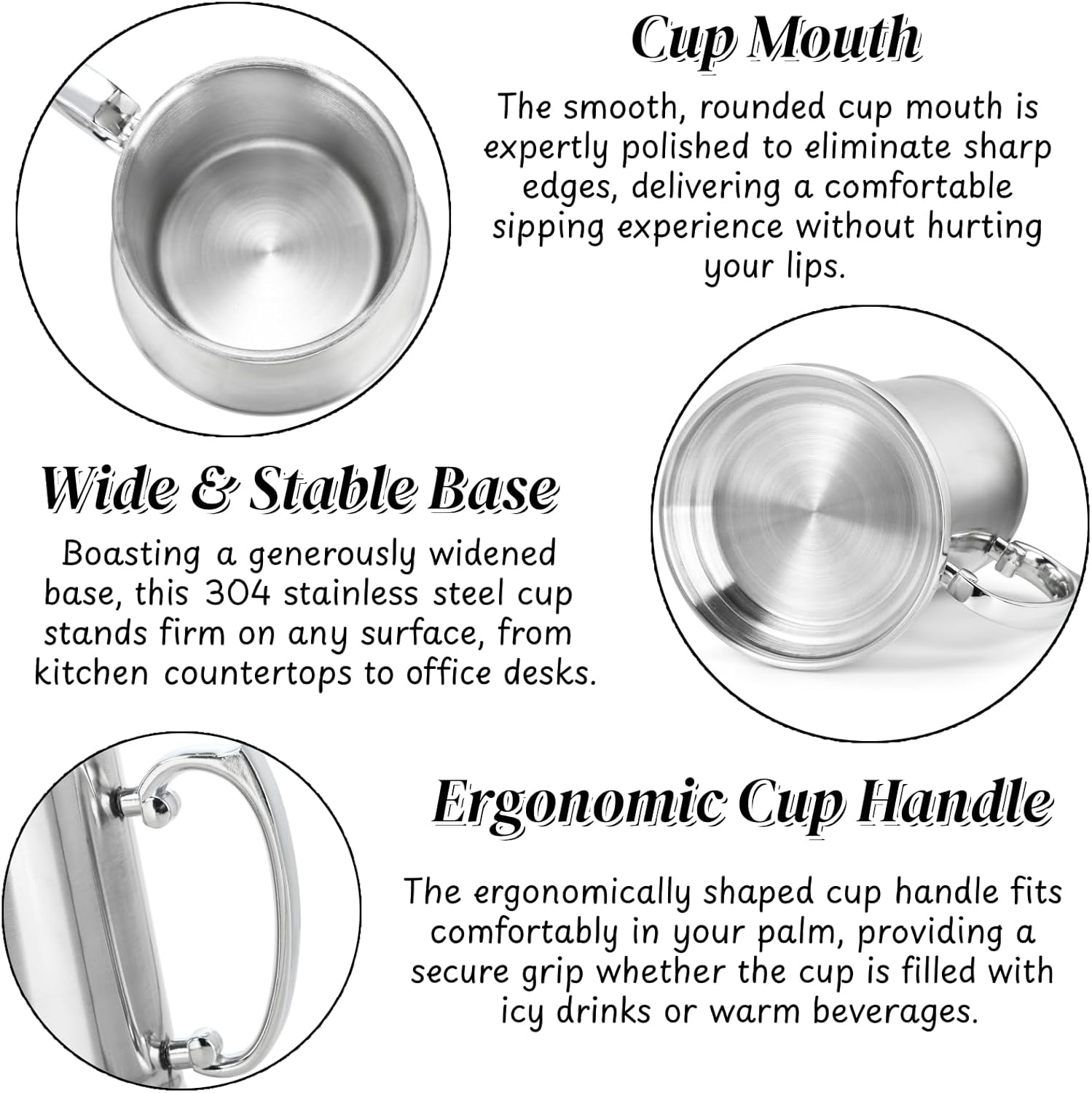 Goaste 2 Packs Tankard Style Beer Mugs, 20 OZ Double Walled Stainless Steel Beer Stein, Heat Insulated Coffee Mug Tumblers with Big Grip Handle for Hot or Cold Beverages, Milk, Tea, Bar Drinkaware - Image 3