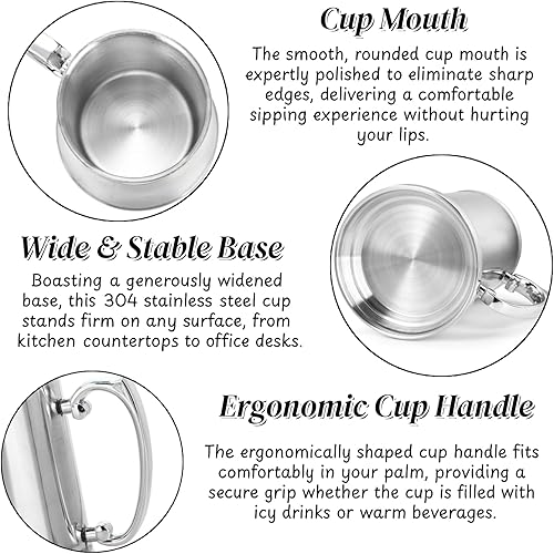 Miniatura 3 de Goaste 2 paquetes de tazas de cerveza estilo jarra, jarra de cerveza de acero inoxidable de doble pared de 20 onzas, vasos de café con aislamiento