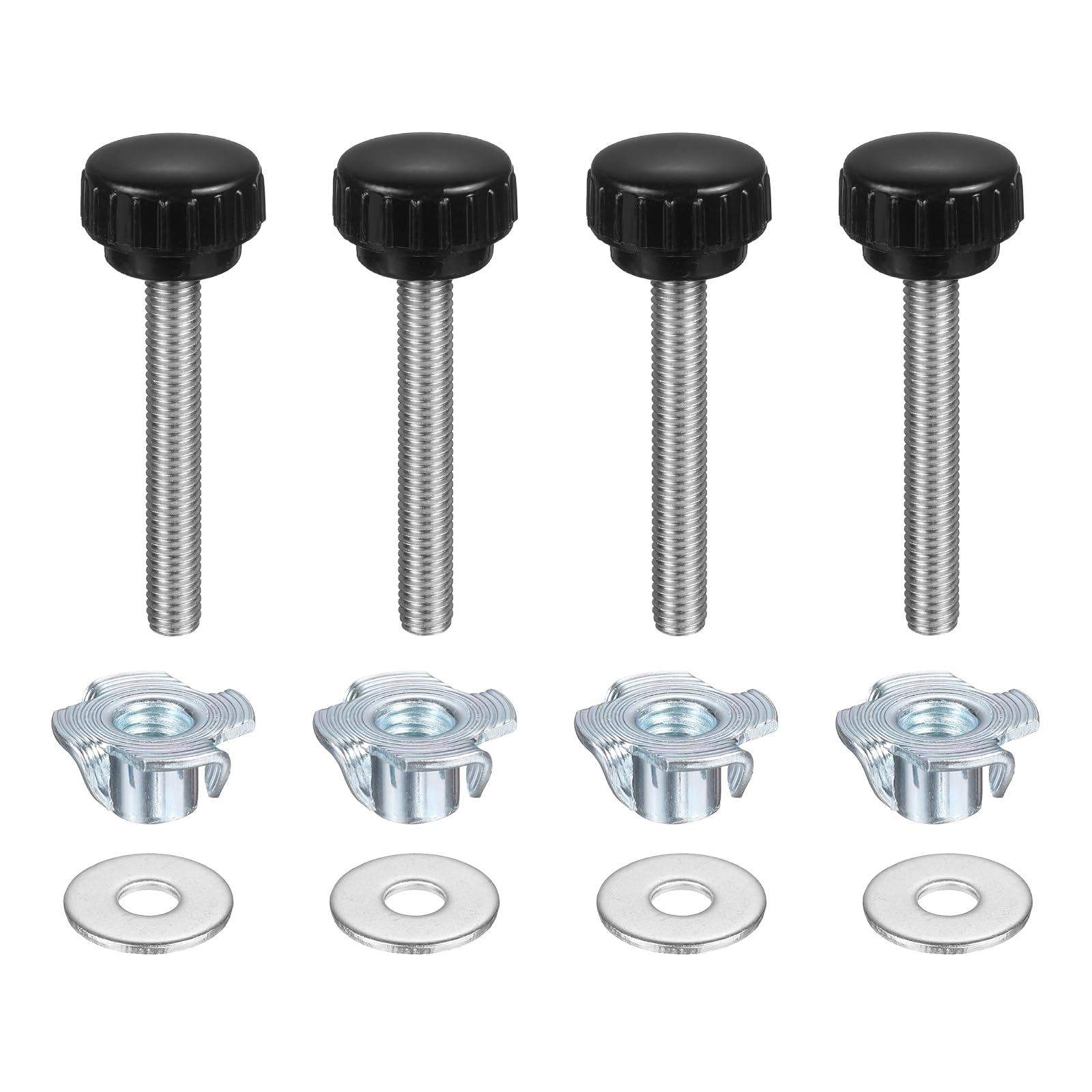 sourcing map 4 Pcs M8 x 55mm Knurled Clamping Knobs 25mm Head with Washers & T-Nuts — image 1