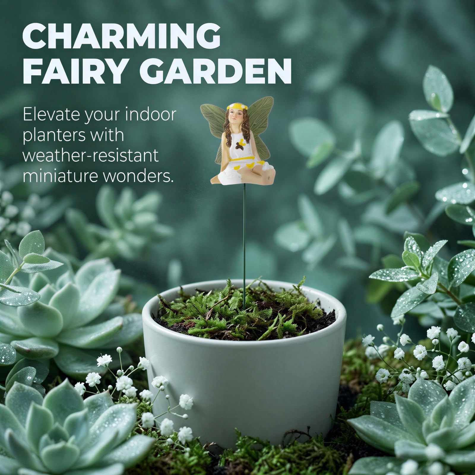 6 STK. Miniatur-Feengarten-Zubehör, Feenstatuen aus Harz mit Flügeln und farbenfrohen Kleidern, einfache Platzierung als Deko für Topf, für Innen- und Außenbereich