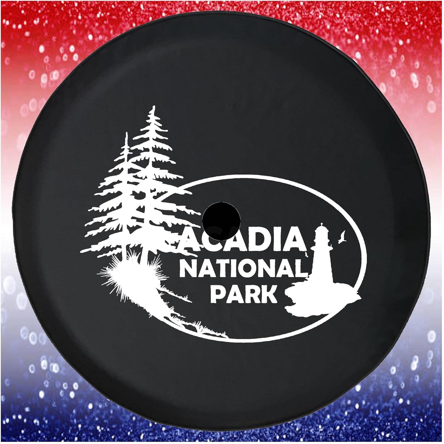 Spare Tire Cover Acadia National Park Maine Lighthouse Black Accessories for Trailers Trucks SUVs RV Campers 35 Inch
