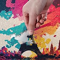 Vista 4 de Painting Paris Jigsaw Puzzle, Paper Wood Composite Material Zigsaw with Storage Bag and Reference Picture Easy to Solve 500/1000 Pieces