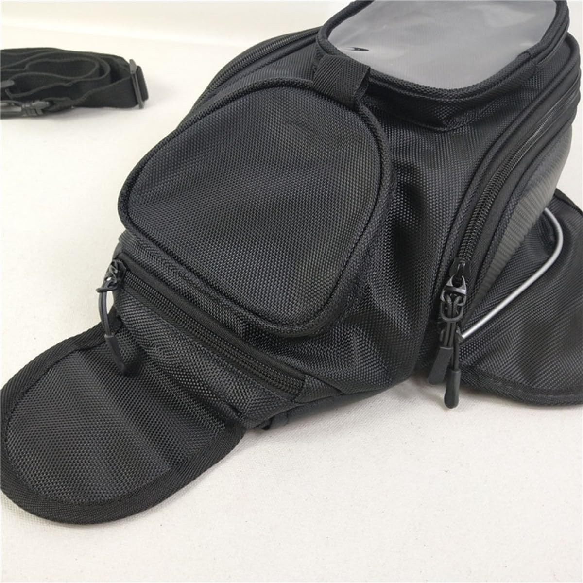 Garneck Magnetic Motorcycle Fuel Tank Bag Organizer with Multiple Compartments for Long Rides Fits Up to Phone Material Easy Fixing Design Black