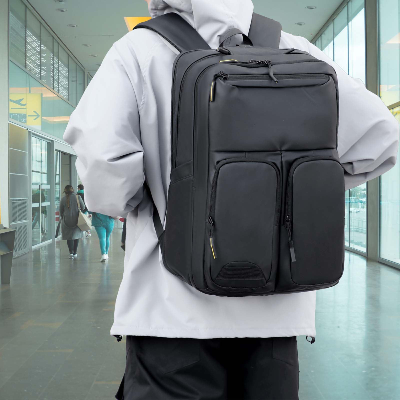 Plecak roboczy na laptopa o przekątnej 16", plecak biznesowy, do pracy, podróży, plecak z wieloma przegródkami, pas piersiowy, duży, wodoszczelny, dla kobiet i mężczyzn