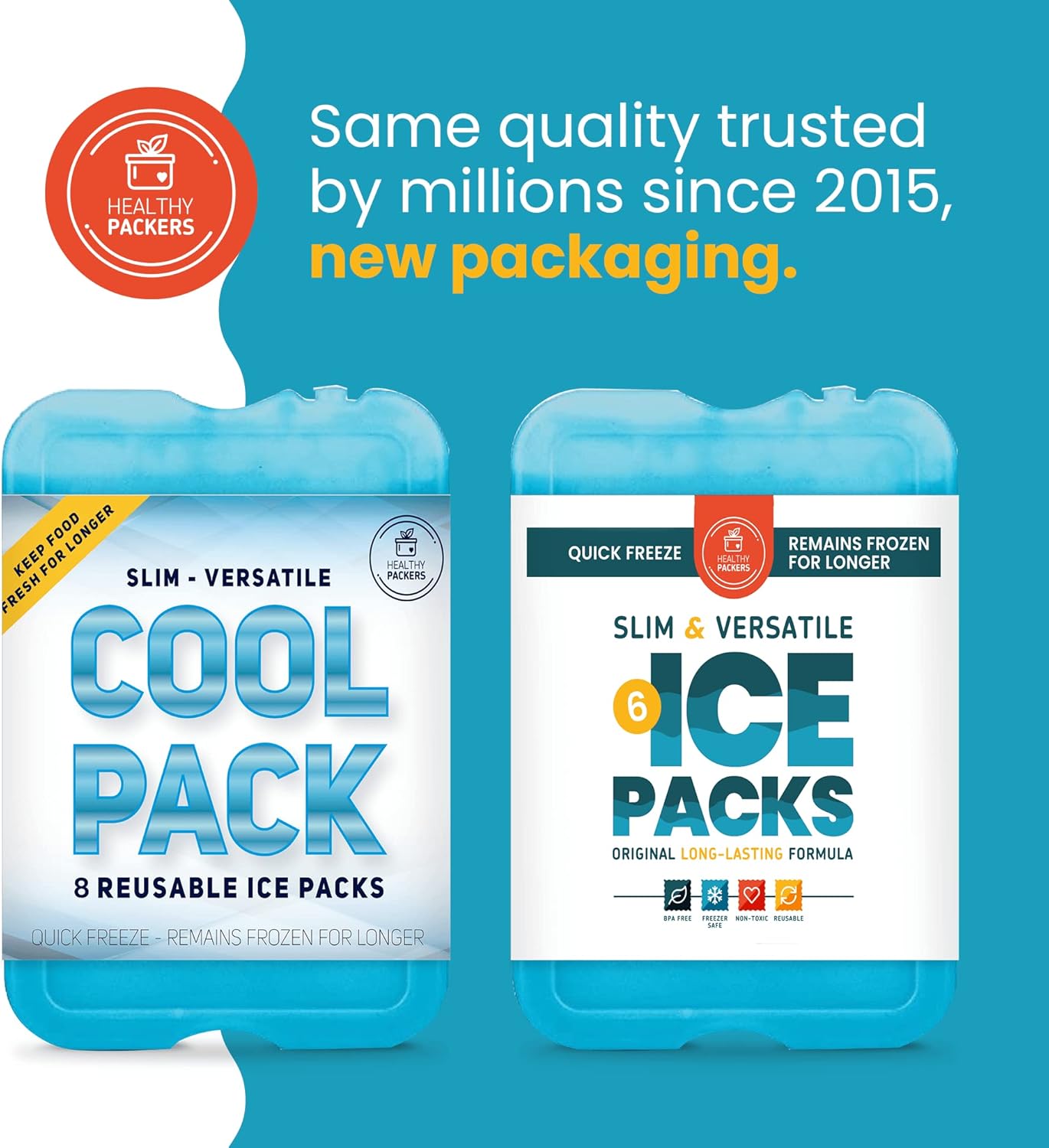 Healthy Packers Ice Packs for Lunch Boxes & Coolers - Freezer Packs - Original Cool Pack | Cooler Accessories for Beach, Camping & Fishing | Slim & Long-Lasting Reusable Ice Pack for Cooler - Image 6