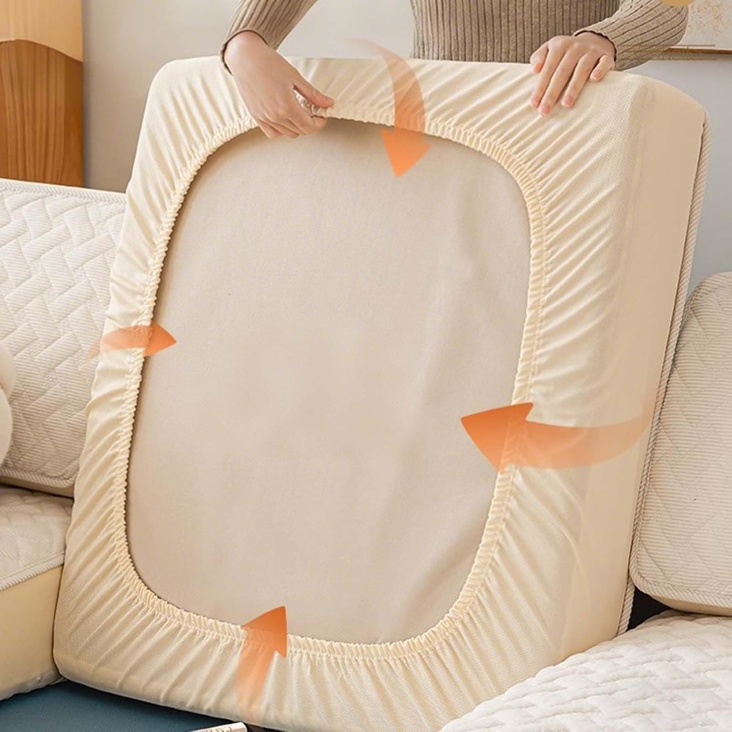 Couch Cover Sofa Cover with Decorative Design, Full Coverage Sofa Slipcover, Thick Sofa Protector for Living Room Furniture, Couch Throw for Sectional Loveseat Recliner