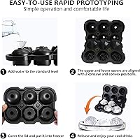 Vista 3 de Bandeja para cubitos de hielo de silicona, de 2 pulgadas con tapa, 6 bolas de hielo grandes de fácil liberación para cócteles, bebidas, whisky