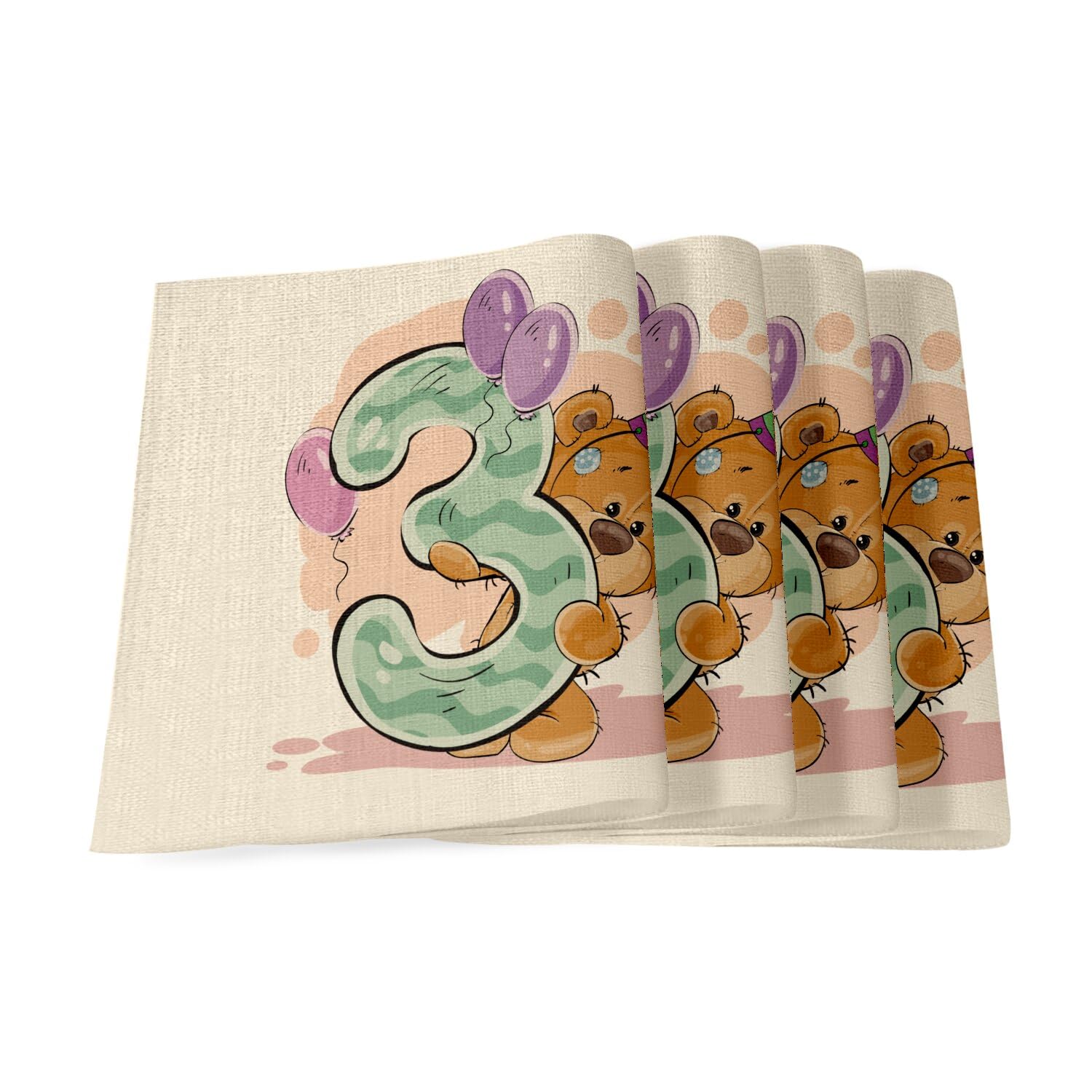 Sets de table en lin grand format évitant les taches lors de l'anniversaire 3 ans
