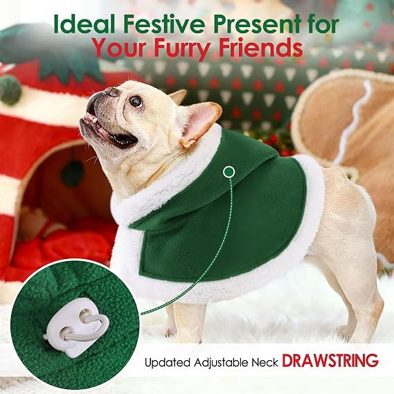 AOFITEE Dog Christmas Outfit Funny Dog Christmas Cape Santa Cloak with Hood