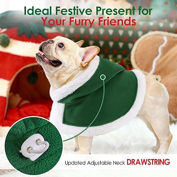 AOFITEE Dog Christmas Outfit Funny Dog Christmas Cape Santa Cloak with Hood
