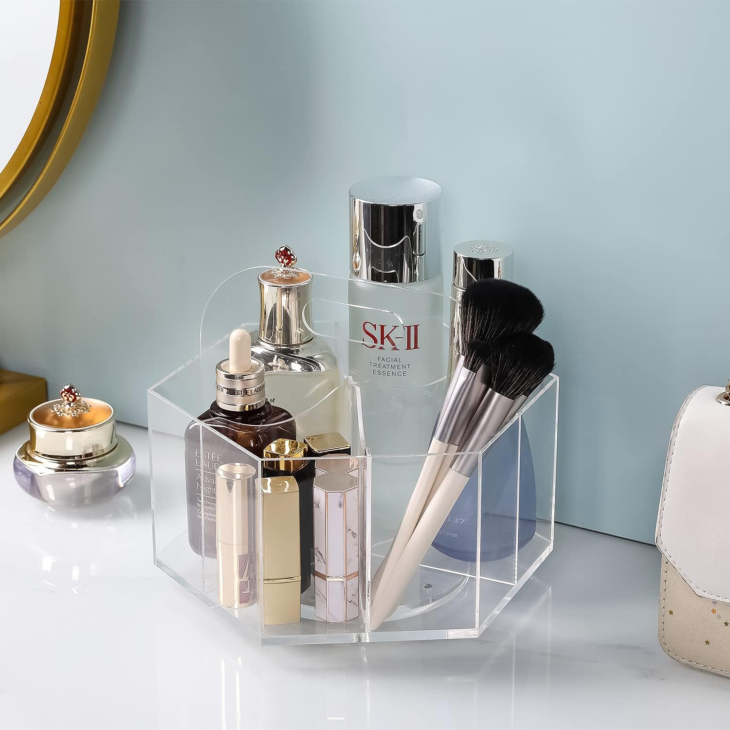 HAYAN Acrylic Spinning Organizer, Multi-functional Pen Holder, 360-degree Rotating Clear Storage Box for Pen Pencil Marker Cosmetic, Desk Organize Caddy for Office School Home & Art Supplies : Office Products