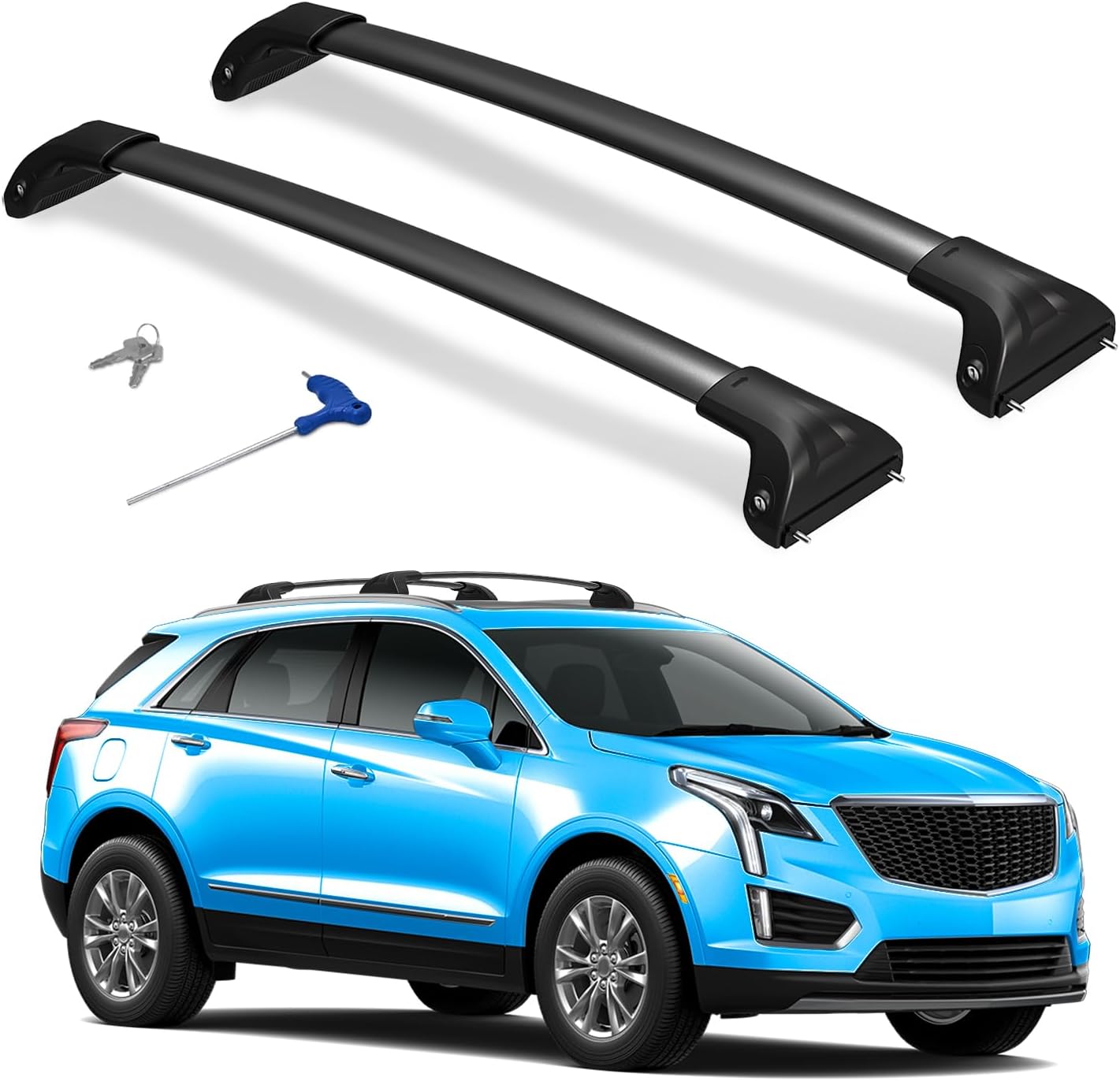 300lbs Lockable Roof Rack Cross Bars for Cadillac XT5 2017 2018 2019 2020 2021 2022 2023 2024 2025 2026, Aluminum Heavy Duty Roof Rails Crossbar for Rooftop Cargo Bars Luggage Kayak Bike Racks
