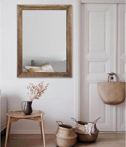 Vista 209 de AAZZKANG Espejos para pared, espejo colgante con marco de madera rústica, 20 x 16 pulgadas, decorativo para casa de campo, dormitorio, baño, sala