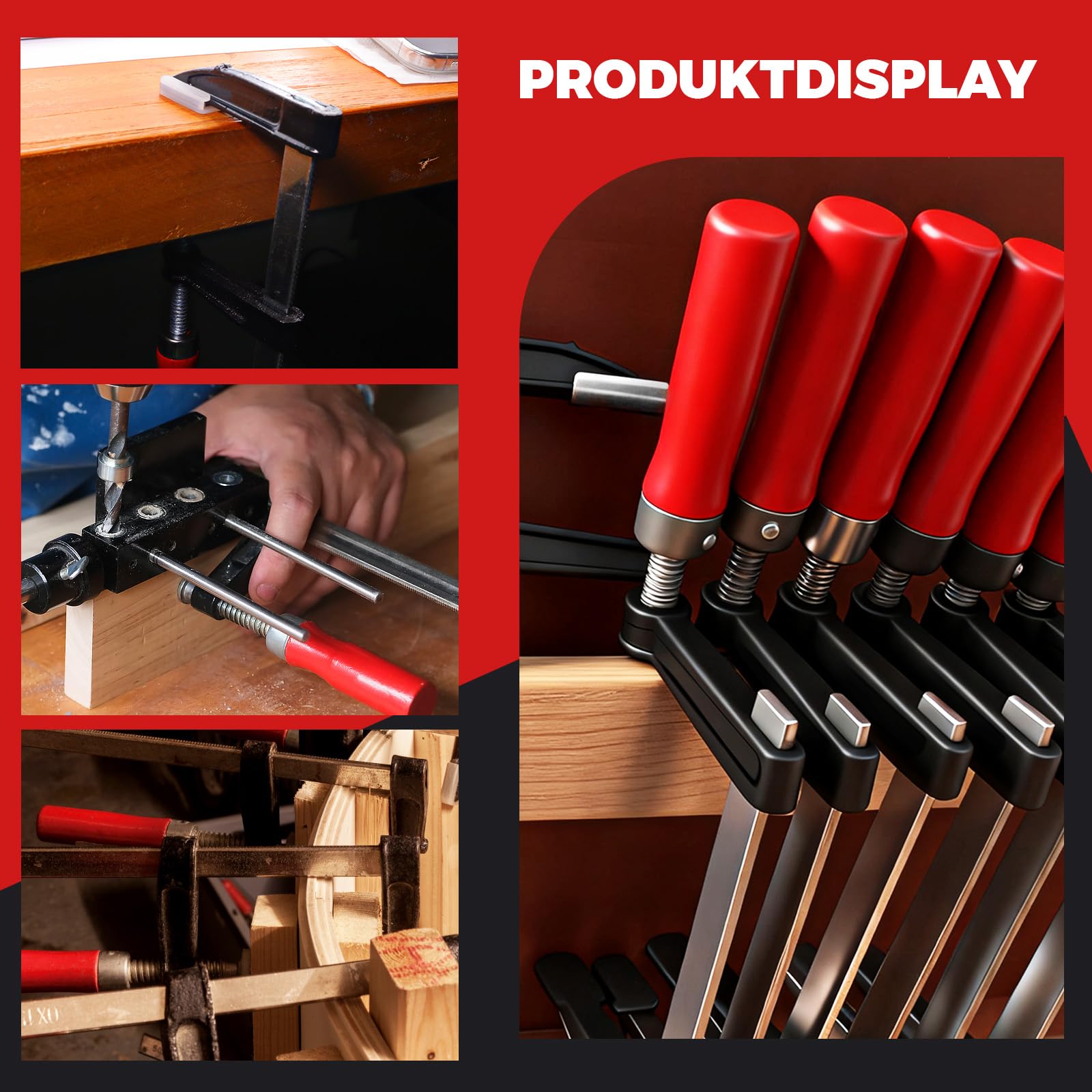 Lot de 10 serre-joints en forme de F 300 mm/200 mm/150 mm, profondeur de serrage 50 mm, en fonte, pour le travail du bois, bricolage, outils à main, 150 mm
