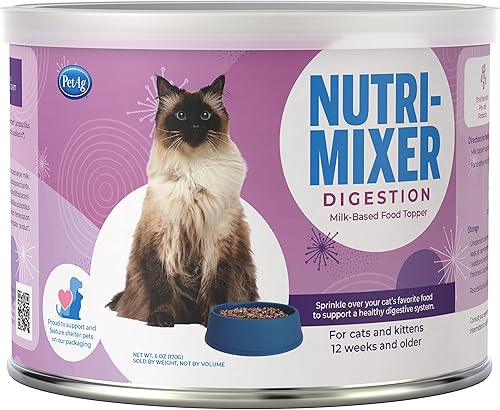 Pet-Ag Nutri-Mixer Digestive - 6 oz - Decoración de alimentos a base de leche para gatos y gatitos de 12 semanas en adelante - Fácil de digerir