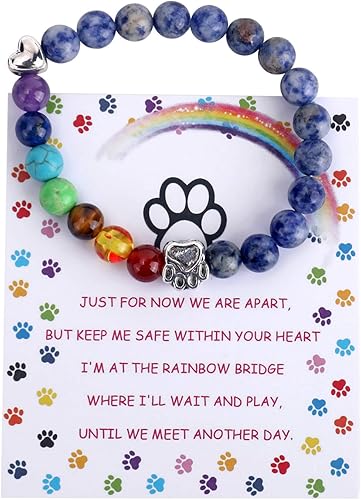 Regalos conmemorativos para mascotas, pulsera de puente de arco iris para perro querido gato, 0.315 in, cuentas de colores mixtos, 7 chakras, disponible en Yaxa Colombia