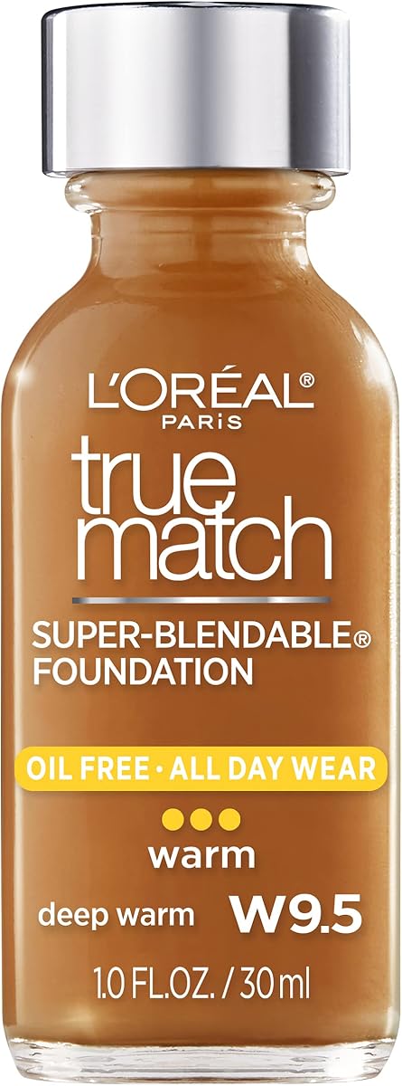 L’Oréal Paris Makeup True Match Super-Blendable Liquid Foundation, Deep Warm W9.5, 1 Fl Oz,1 Count