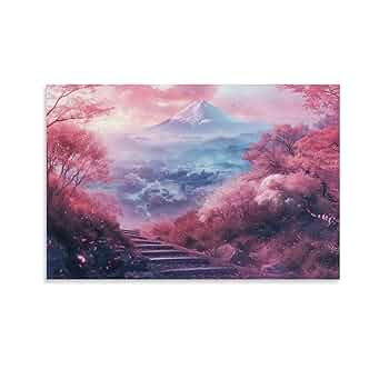 Amazon.co.jp: 絵画 富士山の麓に桜が咲きます アートパネル