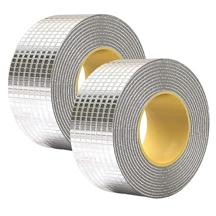 KOPILA Duct Tape for Leakage Repair Waterproof Pipe & Roof Water Heavy Duty Leaks Solution Aluminum Foil Butyl Rubber Adhesive Sealing for Surface Cracks - Silver, 5 mtrs
