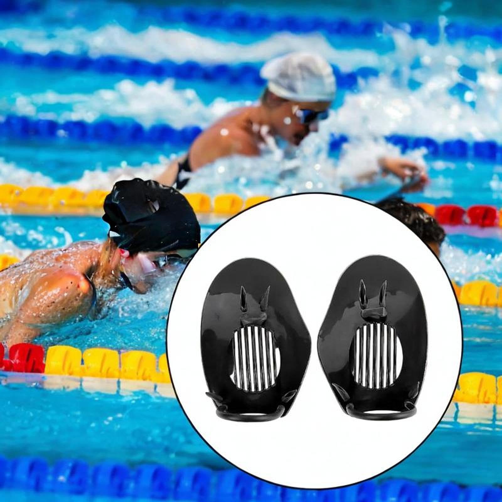 Menolana Swimming Hand Paddles Hand Fins Aquatic Fitness Pool Exercise Equipment Practical Strength Training Child Adults Swim Paddles, Black