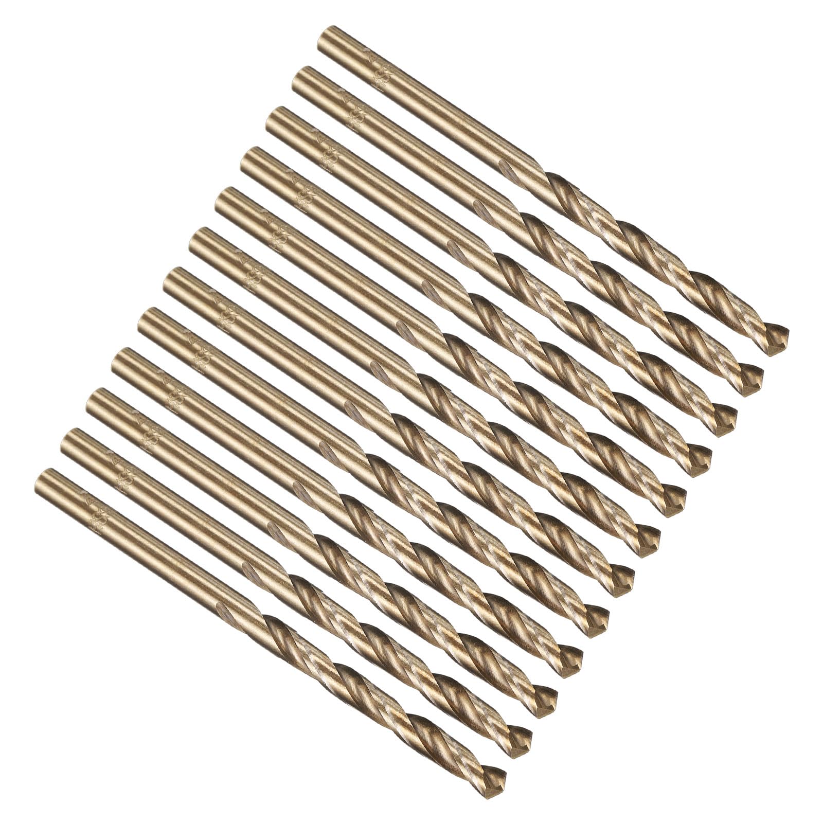 PATIKIL 4mm Drill Bit, M35 Cobalt 5% High-Speed Steel Jobber Straight Shank 135° Gold Finish for Stainless Steel Hard Metal - 12 Pack — image 1
