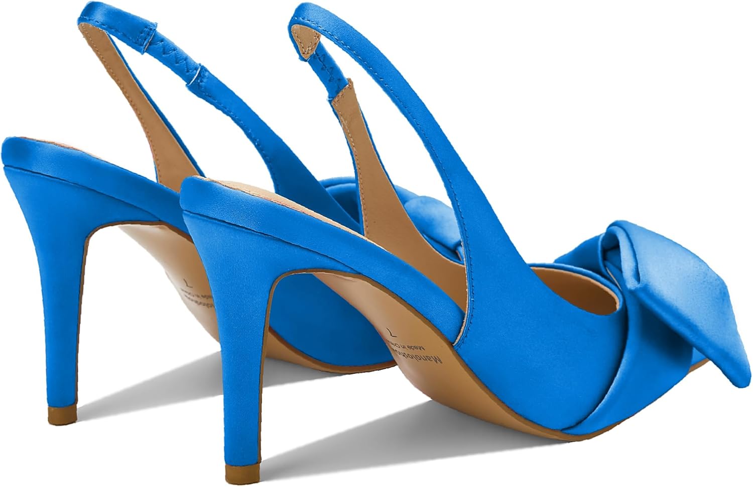 Women's Slingback Pumps Bow Pointed Toe Pumps with Elasticated Strap Pumps for Women 3.3" High Heels Evening Comfy Dress Shoes - Image 4