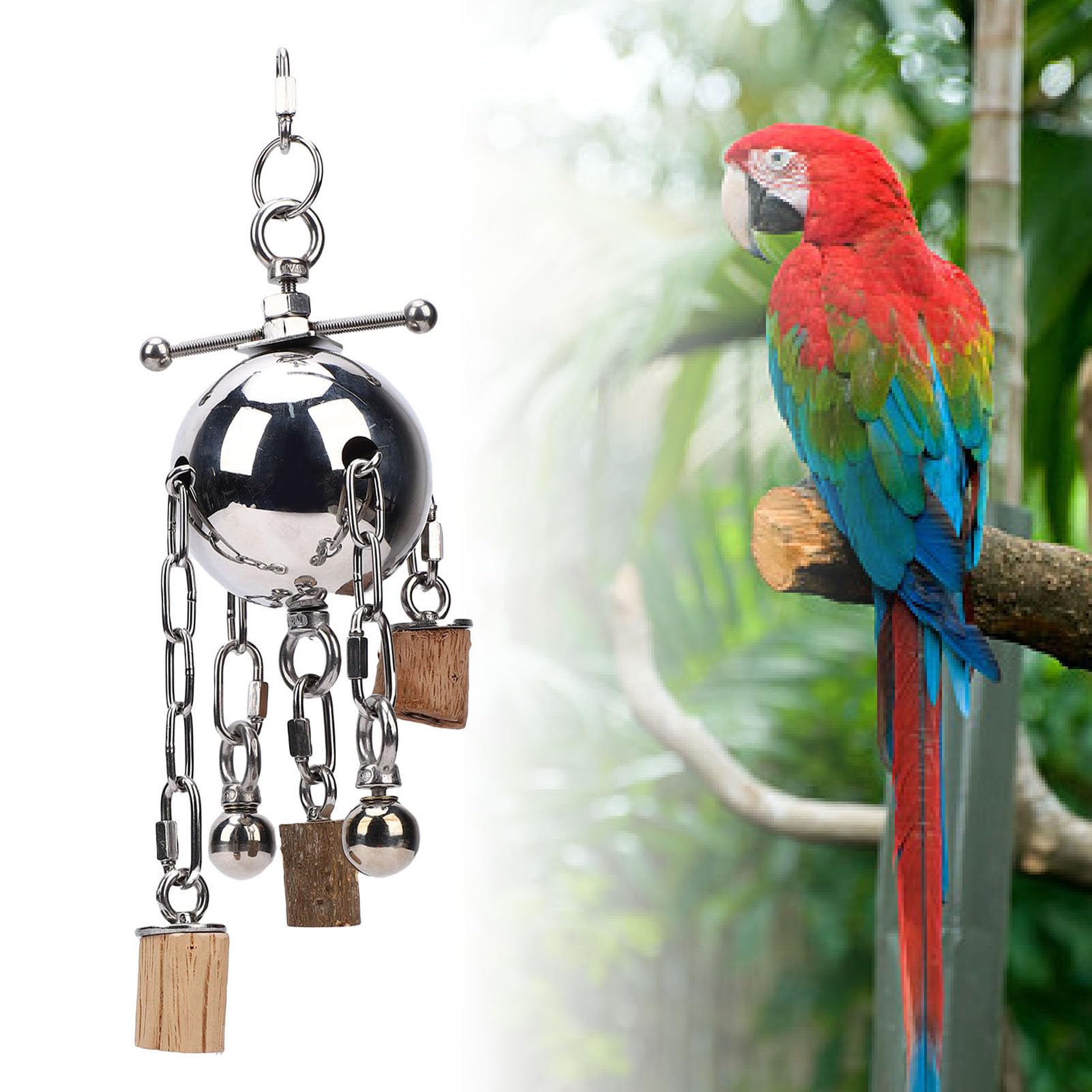 Jouet D'ara de Cloche d'acier Inoxydable Durable pour Le Type D'article de Stimulation Mentale de Perroquet Jouet D'oiseau de Cloche Suspendu