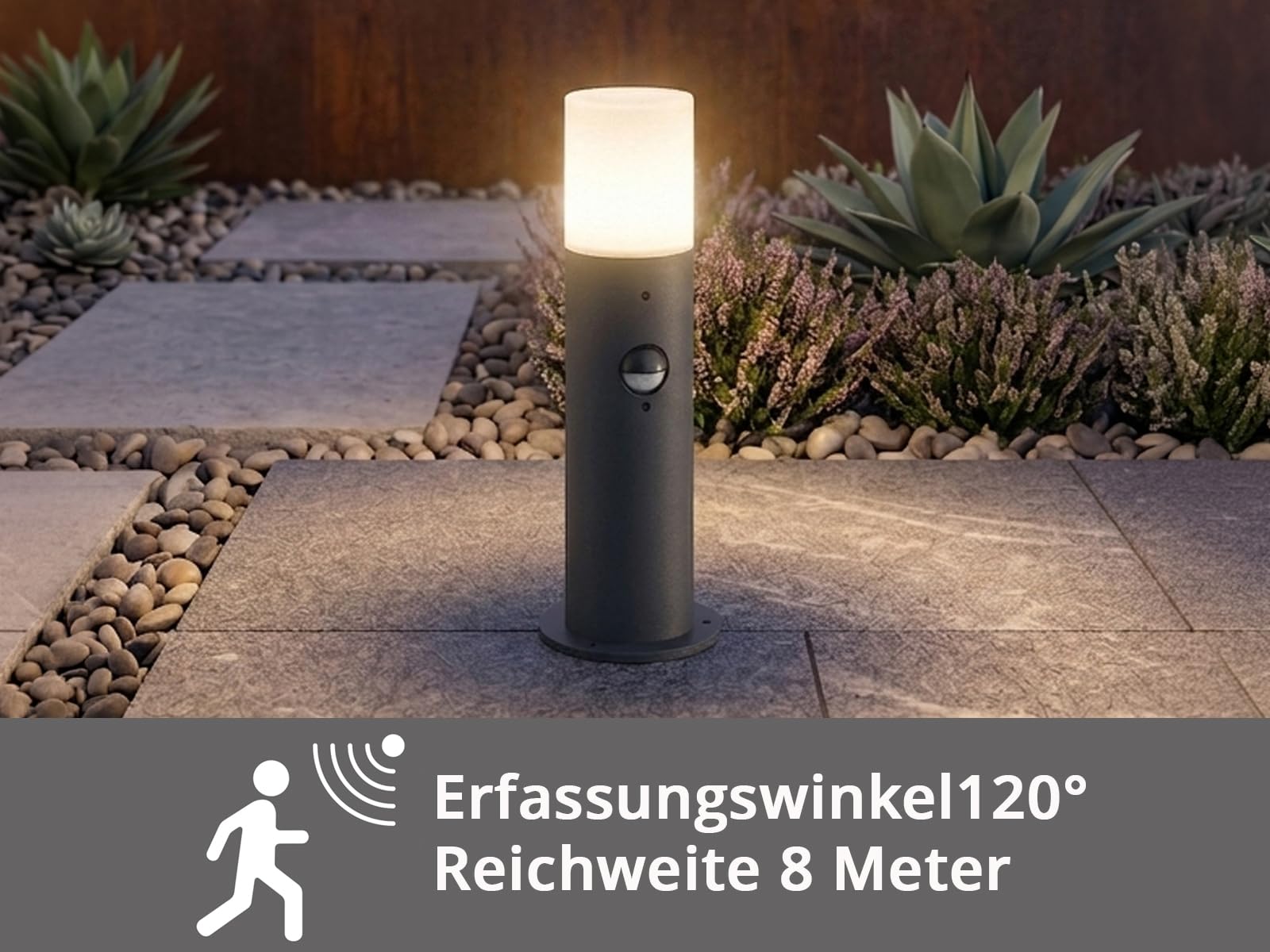 Trio Leuchten Hoosic 522260142 zewnętrzna lampa drogowa, aluminium, antracyt/biała, czujnik ruchu