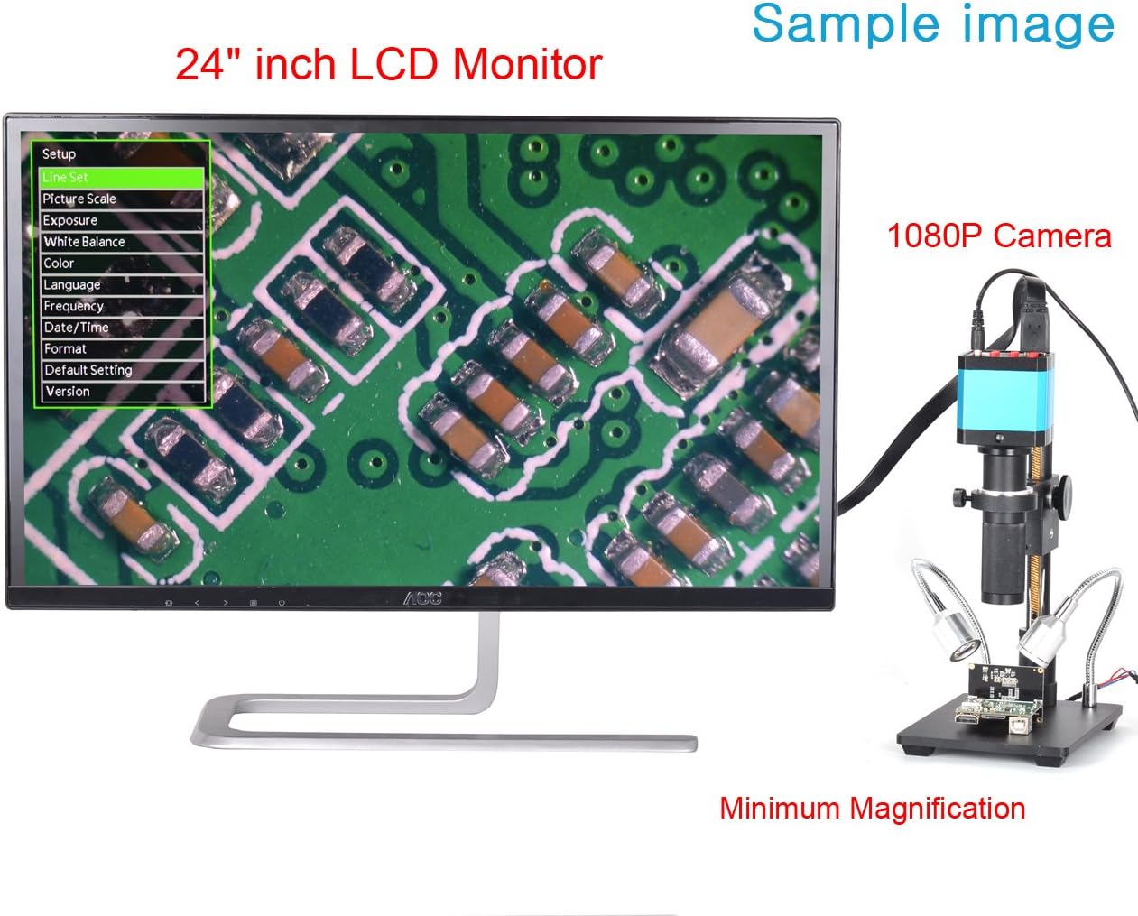 HAYEAR Full Set 14MP Industrial Digital Microscope Camera HDMI USB Outputs+180X C-Mount Lens+8" HD LCD Monitor+60 LED Illumination Light Lamp