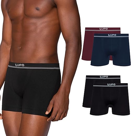 Kit 4 Cuecas Boxer Lupo Microfibra Poliamida Sem Costura Adulto Masculino