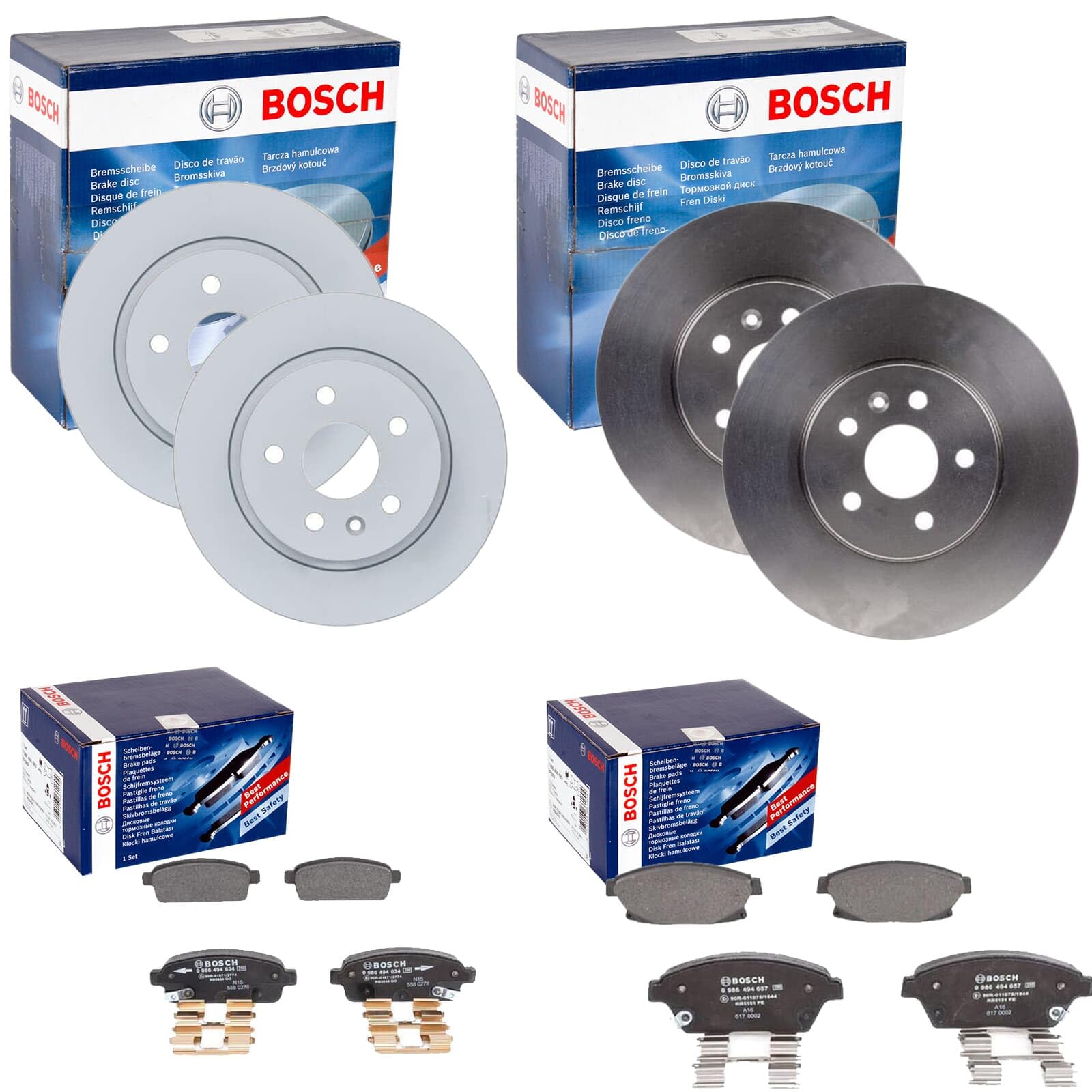 Bremsscheiben + Beläge vorne + hinten | 0986479666 + 0986494657 + 0986479C57 + 0986494666 Kompatibel mit Mokka / Mokka X (J13),Trax