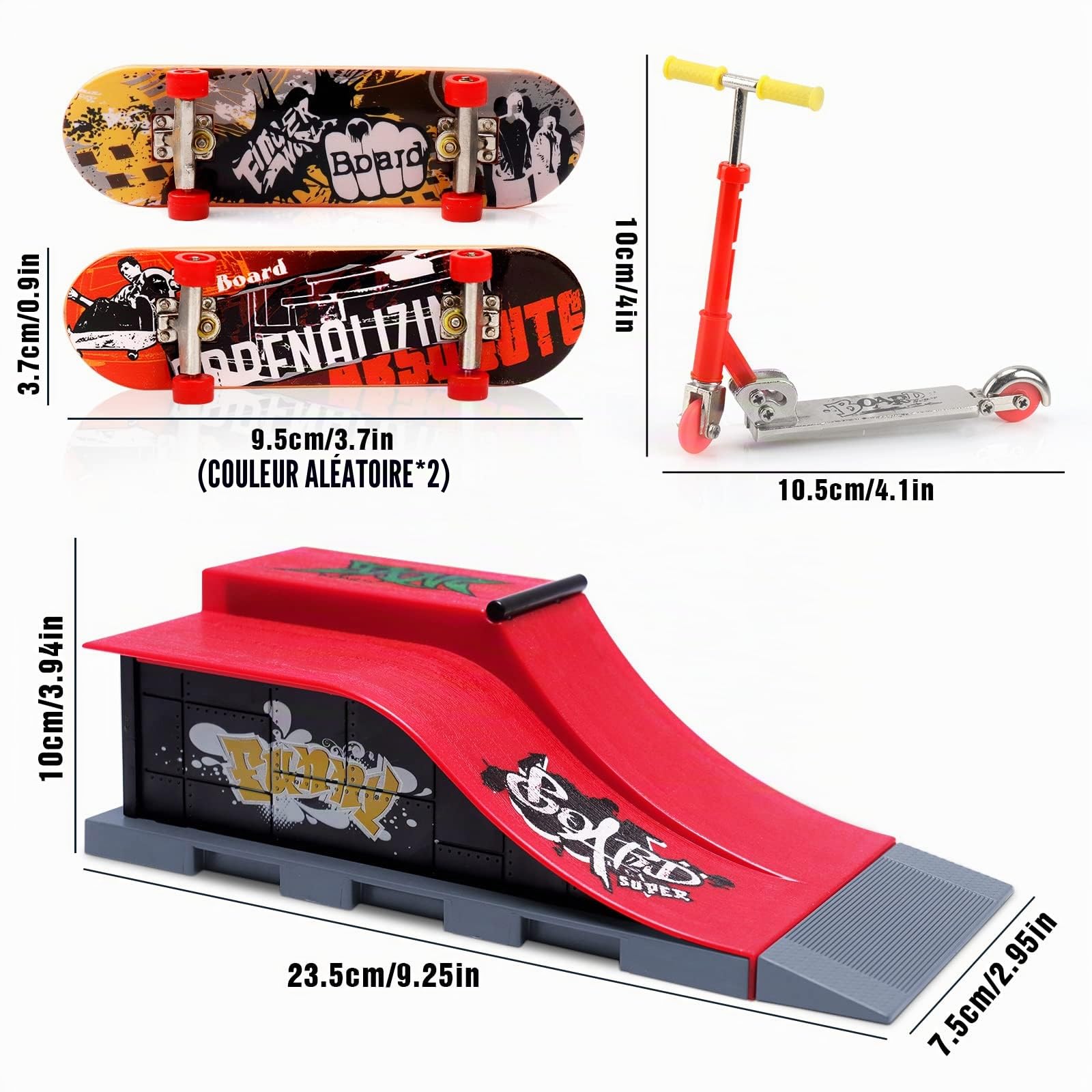 KETIEE Finger Skateboard avec Rampes de Skatepark, Finger Skate Park Kit Rampe de Touche avec Mini Finger Skateboard Mini Fingerboard Parc de Planche à roulettes Jouet Cadeau (1810-6E Upgrade)