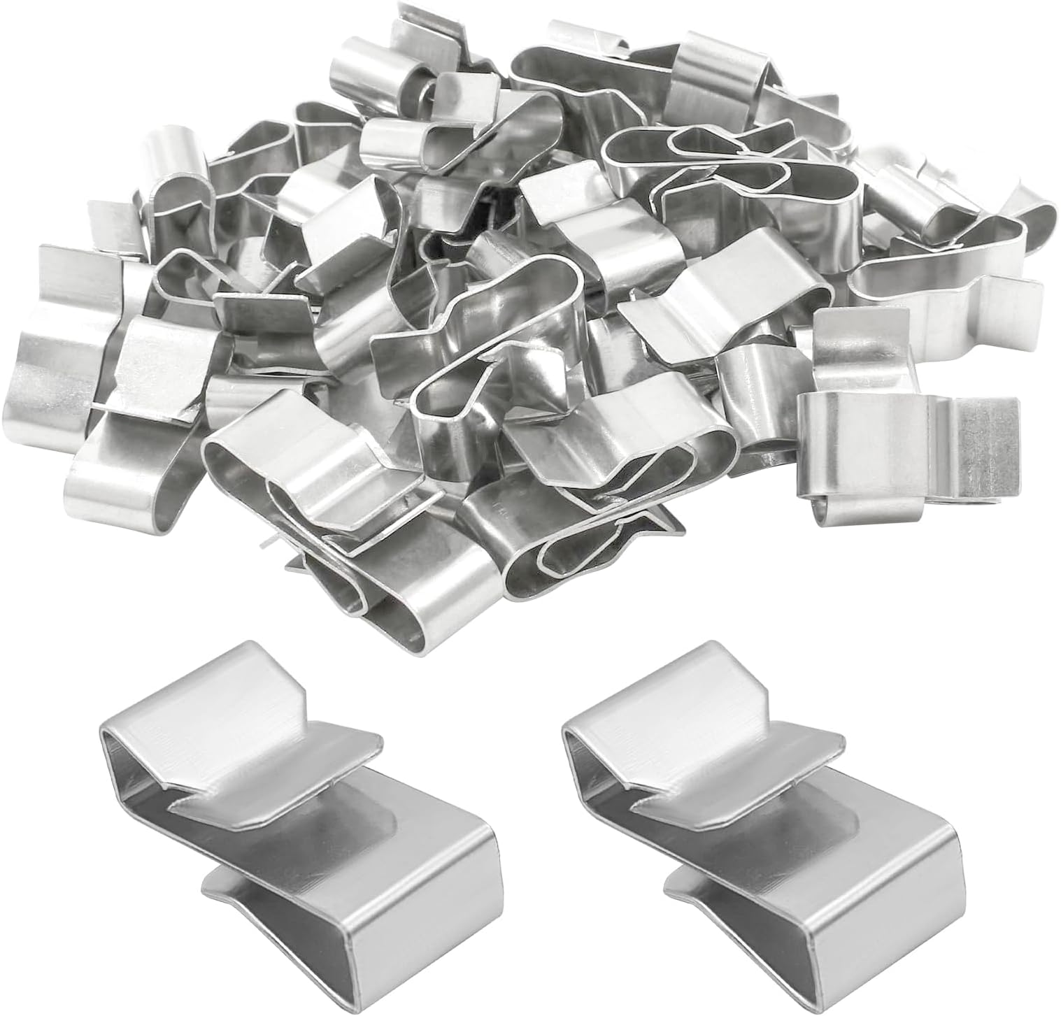 50PCS Trailer Frame Wire Clips, 18mm/0.72inch Metal Cable Clips Double Wire Clip, Trailer Clamps fits Boat Cargo Camper Snowmobile Cable for Wire Management, Car Accessories