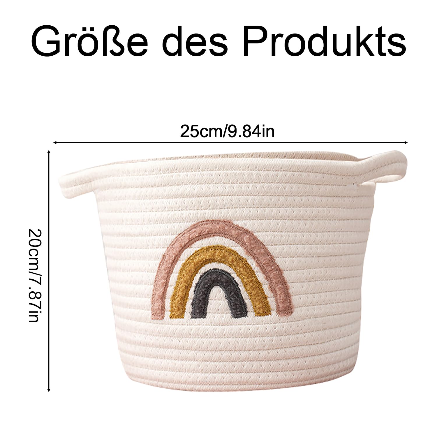Aufbewahrungskorb,Korb Geflochten Aufbewahrungskorb Kinder,Regenbogen Deko Mit Griffen Wäschekorb klein für Handtücher,Geschenke,Decken,Spielzeug Aufbewahrung,Kleidung,Buchen Sie(25 * 20cm) Küche, Haushalt & Wohnen