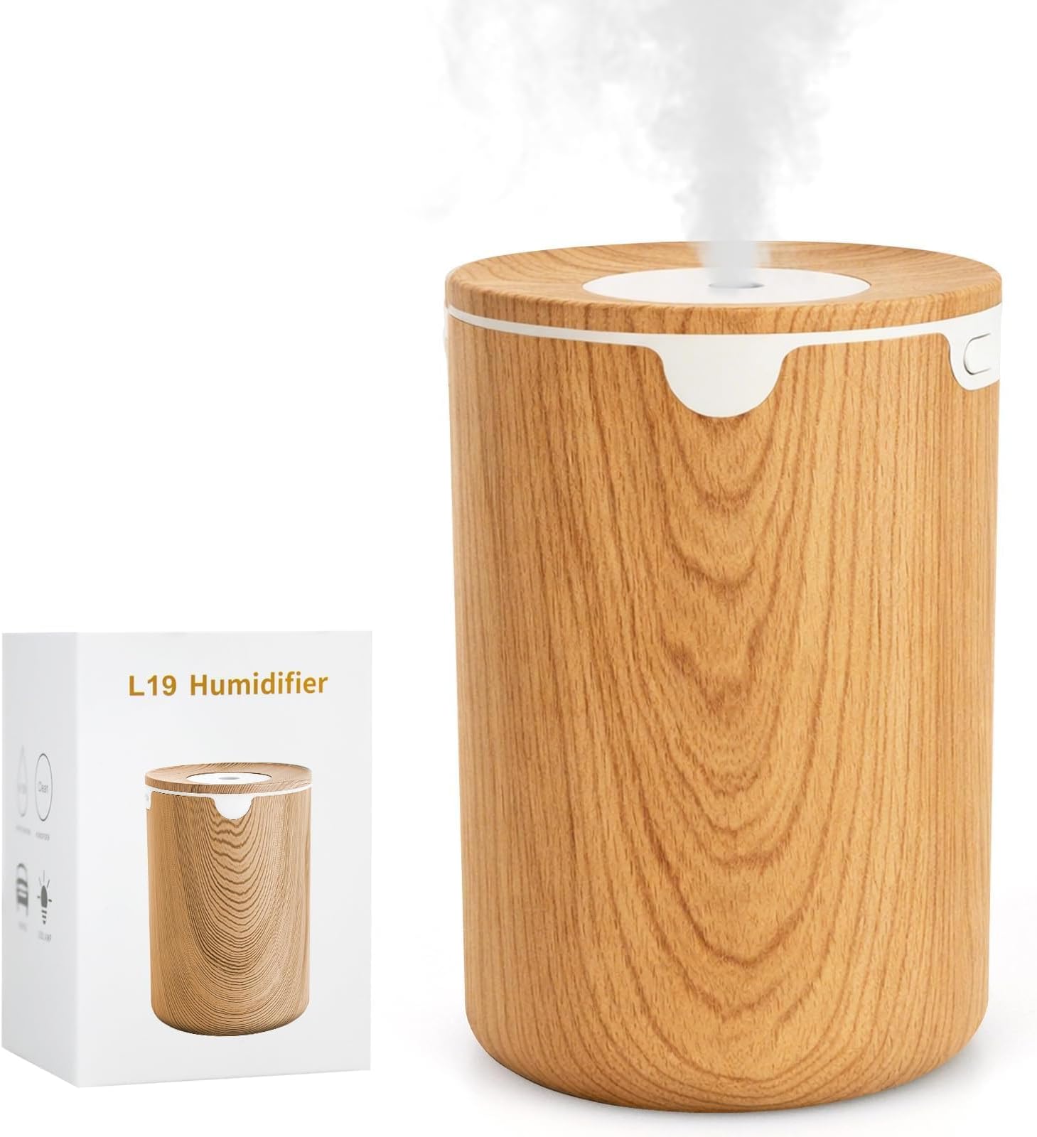 加湿器 小型 卓上 アロマ対応 除菌 卓上加湿器 木目調 大容量320ML LEDライト 超音波 静音 車載 USB給電 最大24時間連続使用 軽量 持ち運び便利 コンパクト 自動停止機能 空焚き防止 2段階ミスト 秋冬乾燥対策 花粉対策 次亜塩素酸水対応 ミニ水漏れ防止 オフィス/部屋/寝室/車用/家庭用 日本語取扱説明書付き(木色)